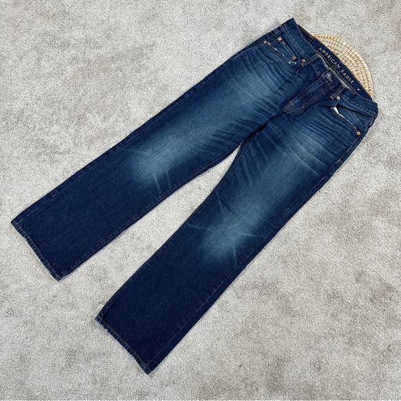American Eagle Men’s Original Bootcut Jeans Zip Fly in Dark Ink Blue 32X34 - Picture 4 of 16